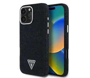 Guess Denim Triangle Logo MagSafe Zadní Kryt pro iPhone 16 Pro Black