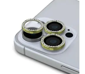 Guess Fixed Glliter Ochrana Čoček pro iPhone 16 Pro/16 Pro Max Gold