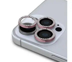 Guess Fixed Glliter Ochrana Čoček pro iPhone 16 Pro/16 Pro Max Pink