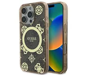 Guess IML 4G Peony MagSafe Zadní Kryt pro iPhone 16 Pro Brown