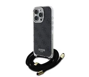 Guess IML 4G Printed Crossbody Popruh Zadní Kryt pro iPhone 16 Pro Black