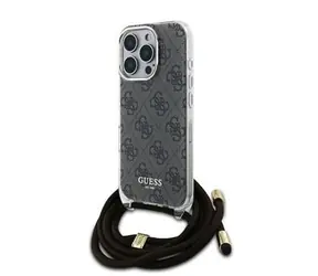 Guess IML 4G Printed Crossbody Popruh Zadní Kryt pro iPhone 16 Pro Brown