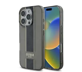 Guess IML Middle 4G Stripe Zadní Kryt pro iPhone 16 Pro Black