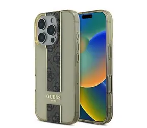 Guess IML Middle 4G Stripe Zadní Kryt pro iPhone 16 Pro Brown