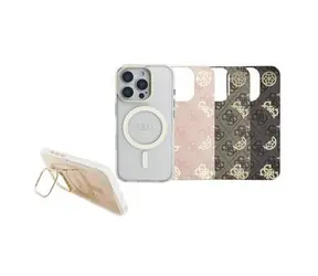 Guess PC/TPU Electroplated Stand Camera Frame MagSafe Zadní Kryt s Vyměnitelným Pozadím pro iPhone 16 Pro