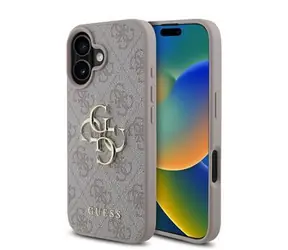 Guess PU 4G Metal Logo Zadní Kryt pro iPhone 16 Plus Pink