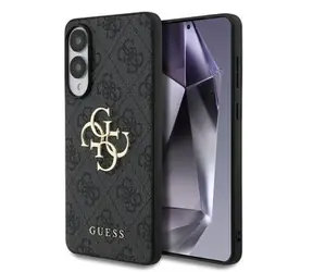 Guess PU 4G Metal Logo Zadní Kryt pro Samsung Galaxy S25 Edge Grey