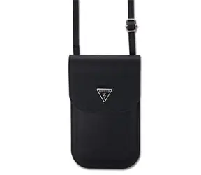 Guess PU Grained Triangle Logo Taška na Telefon Black