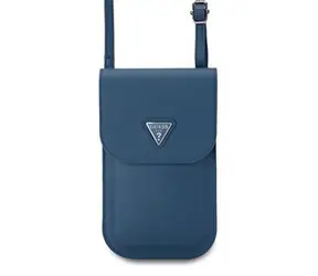 Guess PU Grained Triangle Logo Taška na Telefon Blue