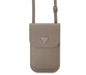 Guess PU Grained Triangle Logo Taška na Telefon Brown