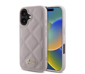 Guess PU Leather Quilted Zadní Kryt pro iPhone 16 Pink