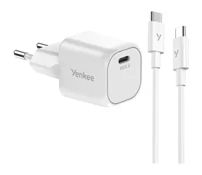 YENKEE YAC G35WH SET VOLT bílá / Nabíječka / 35W / USB-C / kabel USB-C & USB-C / PD 3.0