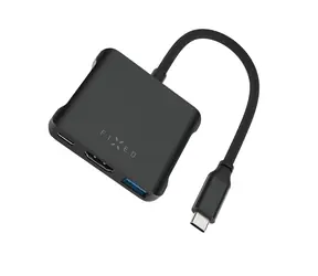 FIXED 5-portový hliníkový USB-C HUB Quadri pro notebooky 140W PD 3.1 vesmírně černá
