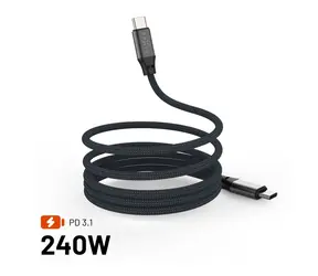 FIXED Dlouhý magnetický nabíjecí a datový opletený kabel s konektory USB-C/USB-C a podporou PD 2m USB 2.0 240W šedý