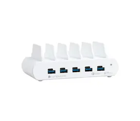 Compulocks nabíjecí dokovací stanice s britskou zástrčkou bílá / 5x USB / 5x USB-C