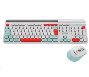 CANYON CNS-HSETW5WT-CS bílá / bezdrátový SET CS klávesnice + optická myš / 2.4 Ghz / 105 kláves / CZ/SK