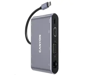 CANYON CNS-TDS14 replikátor portů / 1xUSB-C PD 100W / 1xHDMI (4K) / VGA / 3xUSB-A 3.0 / RJ45 / 3.5mm jack