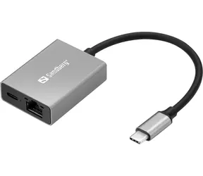Sandberg USB-C Gigabit adaptér šedá / RJ45 & USB-C PD 100W