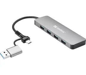Sandberg rozbočovač stříbrná / USB-C/A na 4 x USB 3.0 
