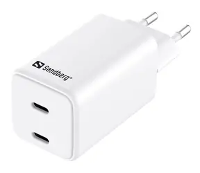 Sandberg nabíjecí adaptér bílá / 2x USB-C PD 65W 