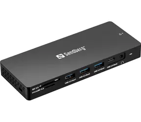 Sandberg USB-C 13v1 dokovací stanice černá / HDMI & DP & VGA & USB & SD & Ethernet (100 W)