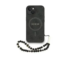 Guess PU Leather 4G Colored Ring Strap MagSafe Zadní Kryt pro iPhone 14 Black