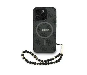 Guess PU Leather 4G Colored Ring Strap MagSafe Zadní Kryt pro iPhone 15 Pro Black