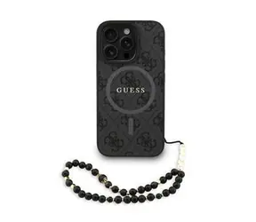 Guess PU Leather 4G Colored Ring Strap MagSafe Zadní Kryt pro iPhone 16 Pro Max Black