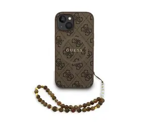 Guess PU Leather 4G Colored Ring Strap MagSafe Zadní Kryt pro iPhone 15 Brown