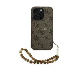 Guess PU Leather 4G Colored Ring Strap MagSafe Zadní Kryt pro iPhone 15 Pro Brown
