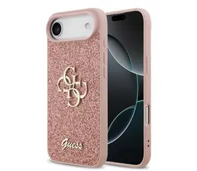 Guess PU Fixed Glitter 4G Metal Logo Zadní Kryt pro iPhone 17 Air Pink