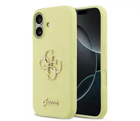 Guess Liquid Silicone 4G Metal Logo Zadní Kryt pro iPhone 17 Yellow