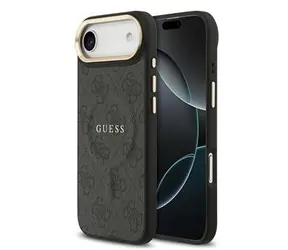 Guess PU Leather 4G Gold Frame MagSafe Zadní Kryt pro iPhone 17 Air Black