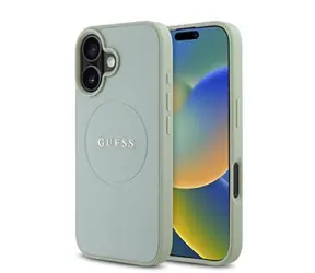 Guess PU Grained Classic Logo MagSafe Zadní Kryt pro iPhone 16 Green