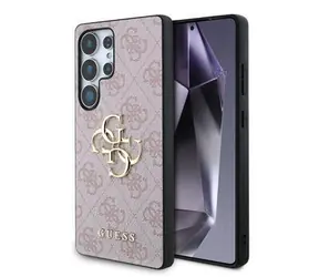 Guess PU 4G Metal Logo Zadní Kryt pro Samsung Galaxy S25 Ultra Pink