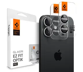 Spigen Glass tR EZ Fit Optik Pro 2 Pack ochranné sklo na čočku fotoaparátu pro Apple iPhone 17 stříbrná