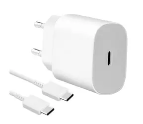 Samsung (EP-TA800EWE + EP-DG980BWE) Cestovní nabíječka 25W USB-C/USB-C + Datový Kabel bílá