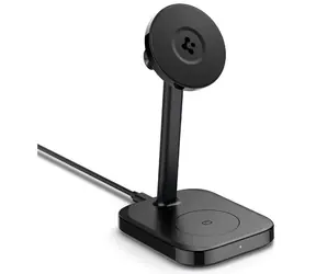 Spigen ArcField MagSafe bezdrátová nabíječka 2v1 černá / 15W / Qi2 