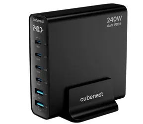Cubenest S6D0 GaN 240W černá / 4× USB-C / 2× USB-A / 5A / GaN / Power Delivery 3.1
