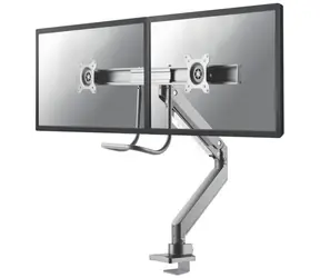 Neomounts NM-D775DXSILVER stříbrná / stolní držák na dva monitory / 10-32" / otočný / VESA 75x75 - 100x100 / nosnost 16 