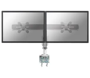 Neomounts FPMA-D940D stříbrná / stolní držák na dva monitory / 10-24" / otočný / VESA 75x75 - 100x100 / nosnost 14 kg