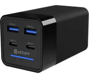 eSTUFF 120W 4-port PD GaN Multi Charger černá / Nabíječka / 2x USB-C / 2x USB-A