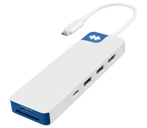 Targus HyperDriveFlex 8 Port USB-C Hub modro-bílá / HDMI / 2x USB / USB-C 100W PD / 3.5 mm jack / SD &  micro SD