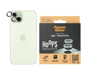 PanzerGlass HoOps Apple iPhone 15/15 Plus ochranné kroužky pro čočky fotoaparátu - zelený hliník