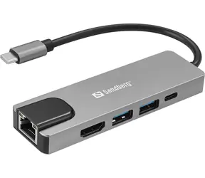 Sandberg USB-C 5in1 Travel Dock Saver černá / dokovací stanice / HDMI & USB & Ethernet (100 W)