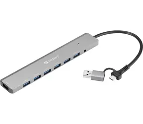 Sandberg USB-C/A to 7 x USB 3.0 Hub / dokovací stanice / 7x USB-A