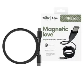 PanzerGlass empower Magnetic 240W USB-C to USB-C 1.5m černá