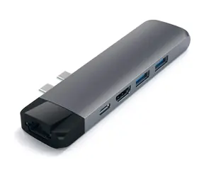 Satechi USB-C Pro Hub 4K šedá / HDMI / Ethernet / USB-A / USB-C / MicroSD