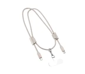 Epico šňůrka na telefon béžová / USB-C na USB-C kabel / odolná kovová karabina  