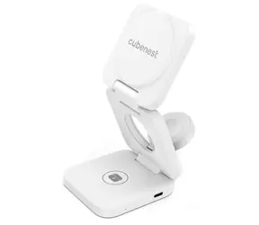 Cubenest 3in1 Magnetic Wireless charger E310 Fold bílá / 3v1 Skládací bezdrátová magnetická nabíječka